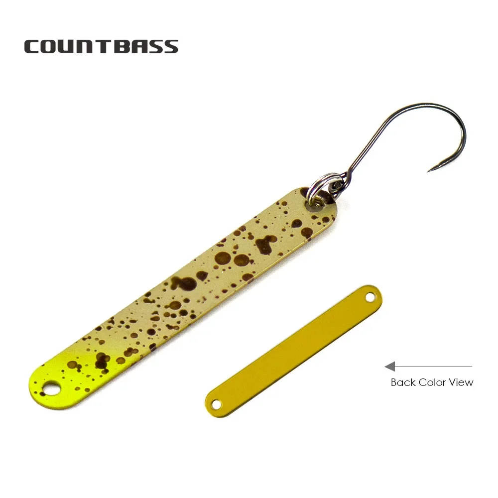 COUNTBASS 3/64oz 1.3g, 5/64oz 2.3g Brass Trout Spoons With Barbless Hook UV Colors Fishing Baits Pike Angler's Lures