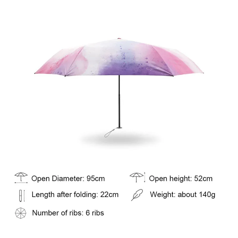 140G Ultra Light Small Fashion Folding Umbrella Rain Women Gift Mini Sun Parasol Girls Anti-UV Portable Travel Pocket Umbrellas