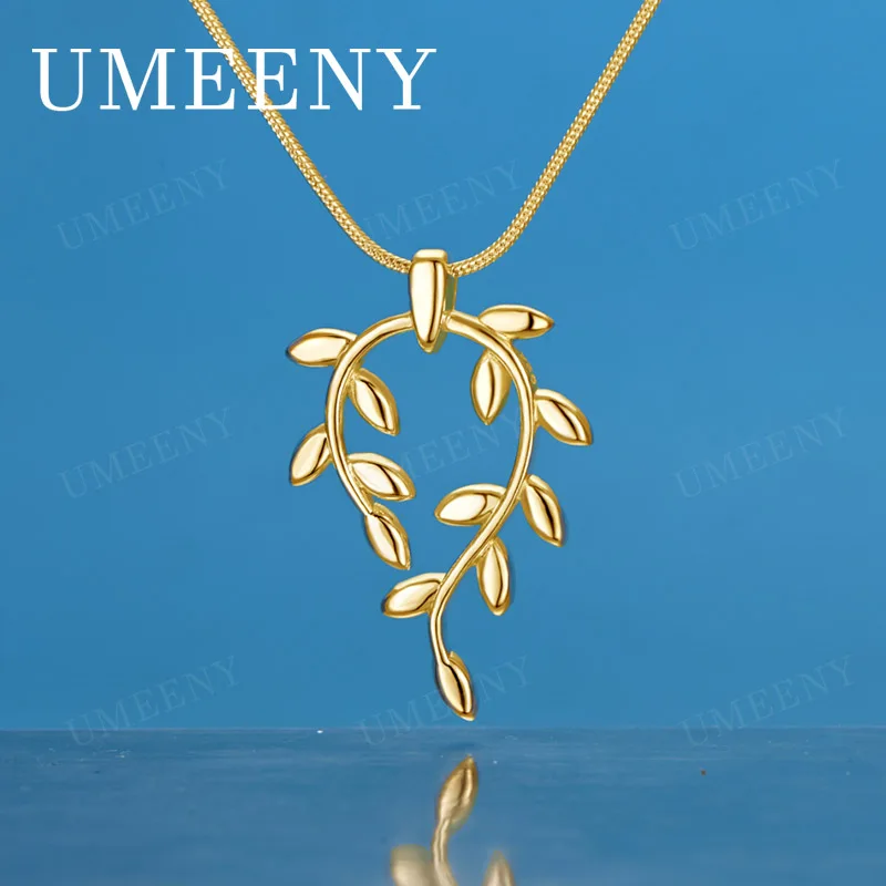 925 Sterling Silver 18K Gold 16-30 Inch Delicate Leaf Pendant Necklace for Women, Fashionable Wedding Gift Accessories