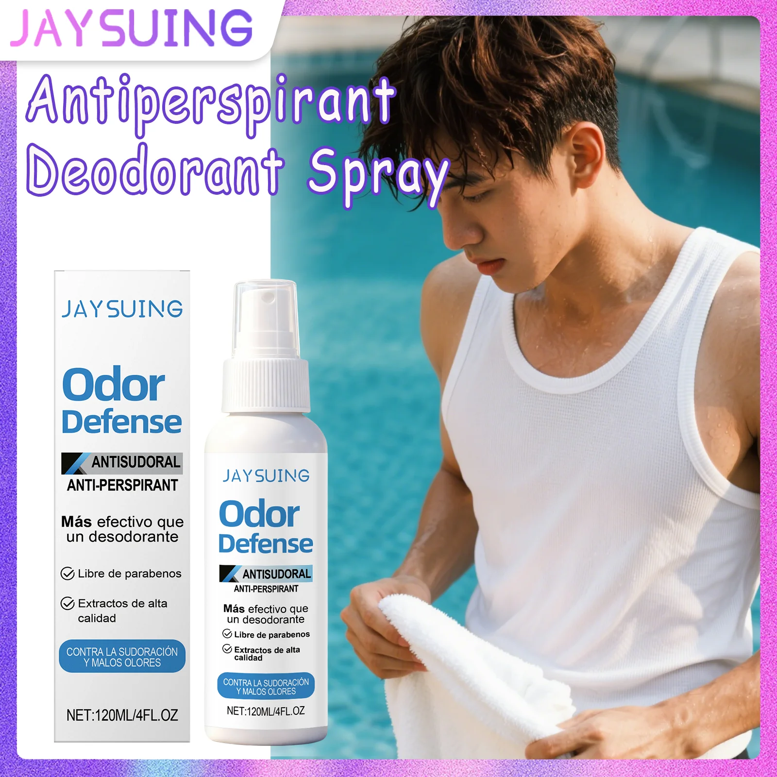 Jaysuing Gentle Deodorant Body Spray with Refreshing Skin Care and Minty Fresh Scent Non-Sticky Quick Dry 120ML