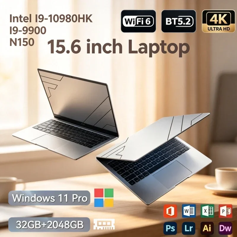 Hot Sale 15.6" Intel I9‑10980HK I9‑9900 N150 Processor 32GB RAM 2TB SSD Windows 11 WiFi 6 Portable Notebook For Work Game Study