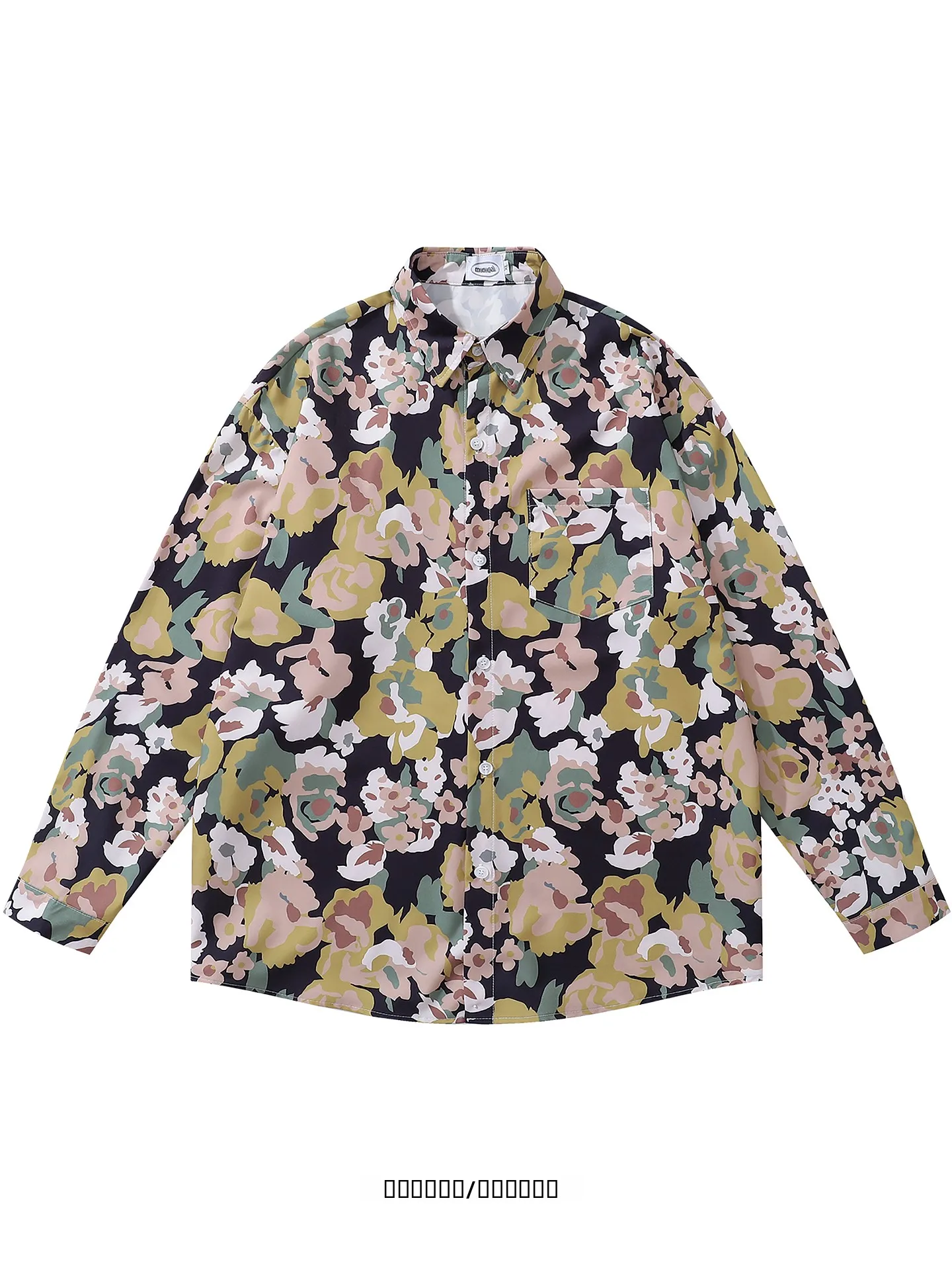 

Свободная повседневная рубашка с длинным рукавом и цветочным принтом в винтажном студенческом стиле для мальчиков, на каждый день, весна-осень