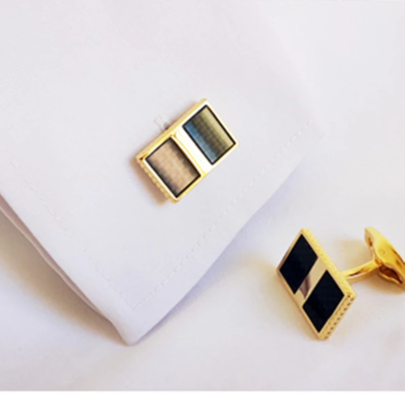 FLEXFIL Luxury shirt cufflinks for men's Brand cuff buttons cuff links gemelos fiber square wedding abotoaduras Jewelry