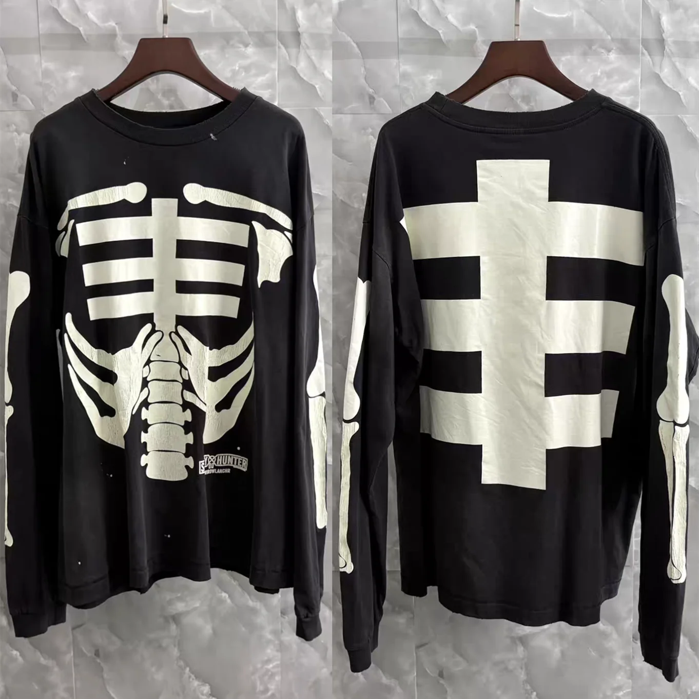 26fw Saint Night-lit Skeleton Long Sleeved T-Shirt Men Women T Shirt Top Tee