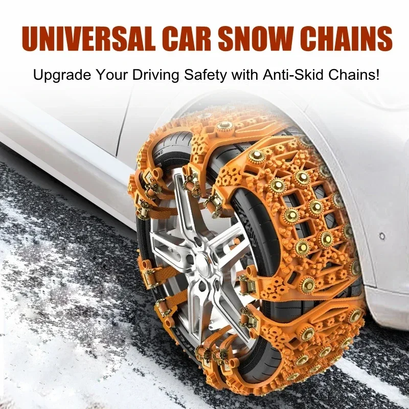 New Universal Winter TPU Snow Chains for Car SUV Tires Enhanced Traction for Safe Driving on Snowy Icy Pavement Road Conditions