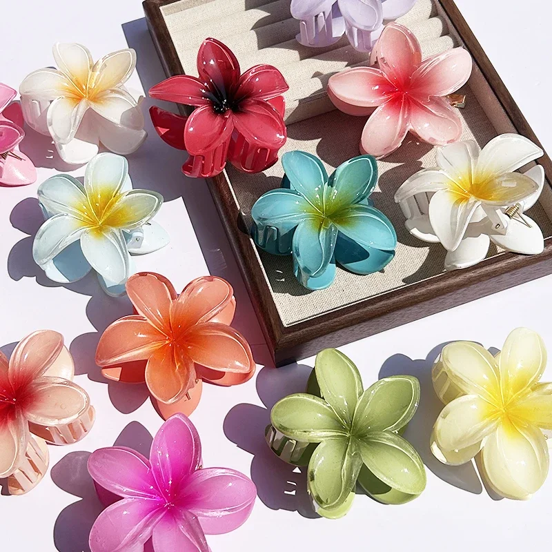 

3 Pcs Hawaiian Gradient Flower Hair Claw Clip Women Fashion Large Hair Clip Girls Hairpin Barrettes Bohemia Hair Accessories