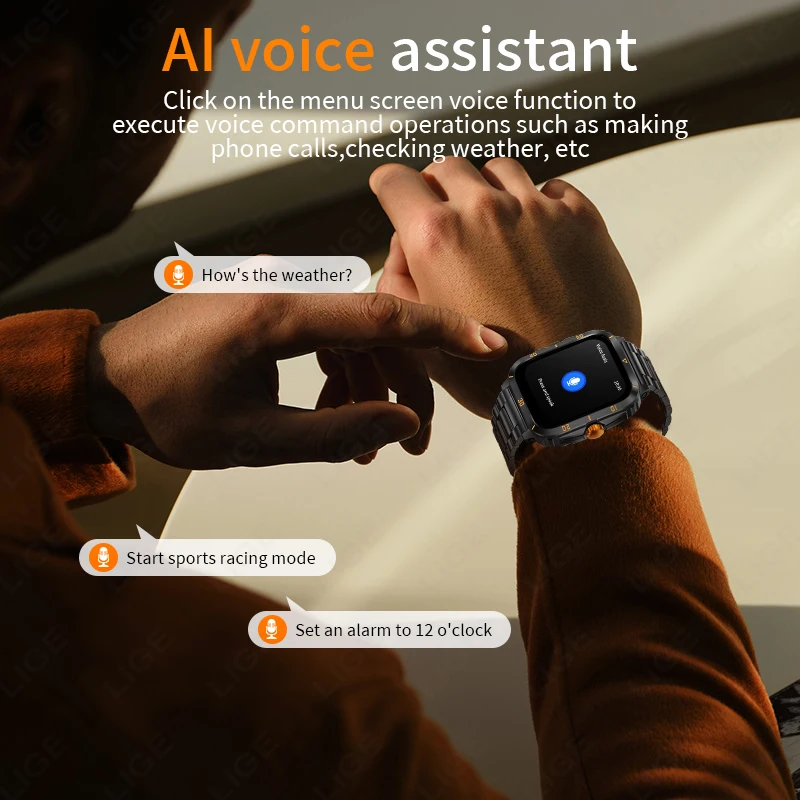 LIGE 2025 montre intelligente hommes 2.01 ''grand écran Bluetooth appel montres surveillance de la santé sport Fitness Smartwatch pour Android IOS