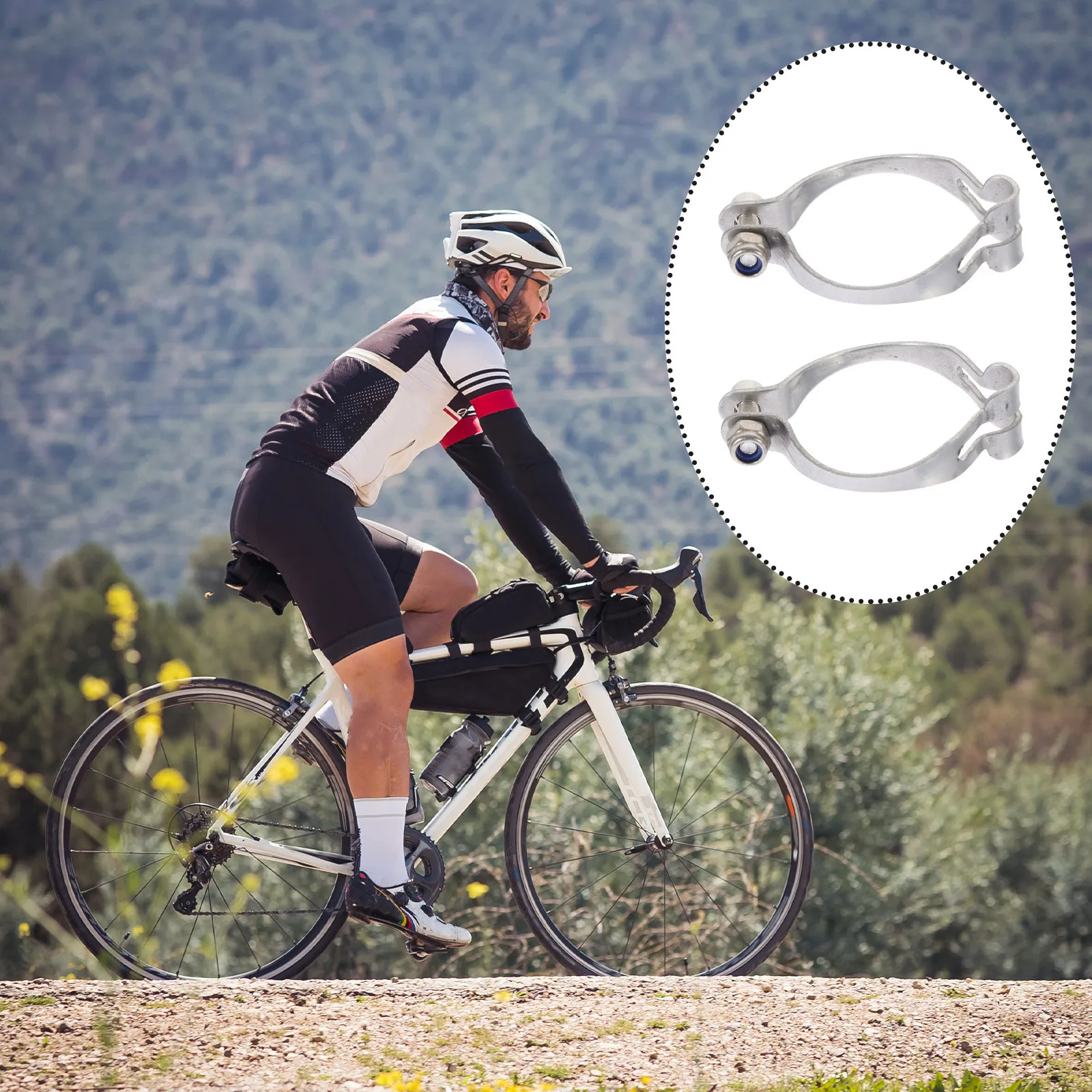 2Pcs Steel Bike Wire Clamp Wear-Resistant Cable Holders Cycling Brake Brake Wire Fixing Device Easy Install Bike Accessories