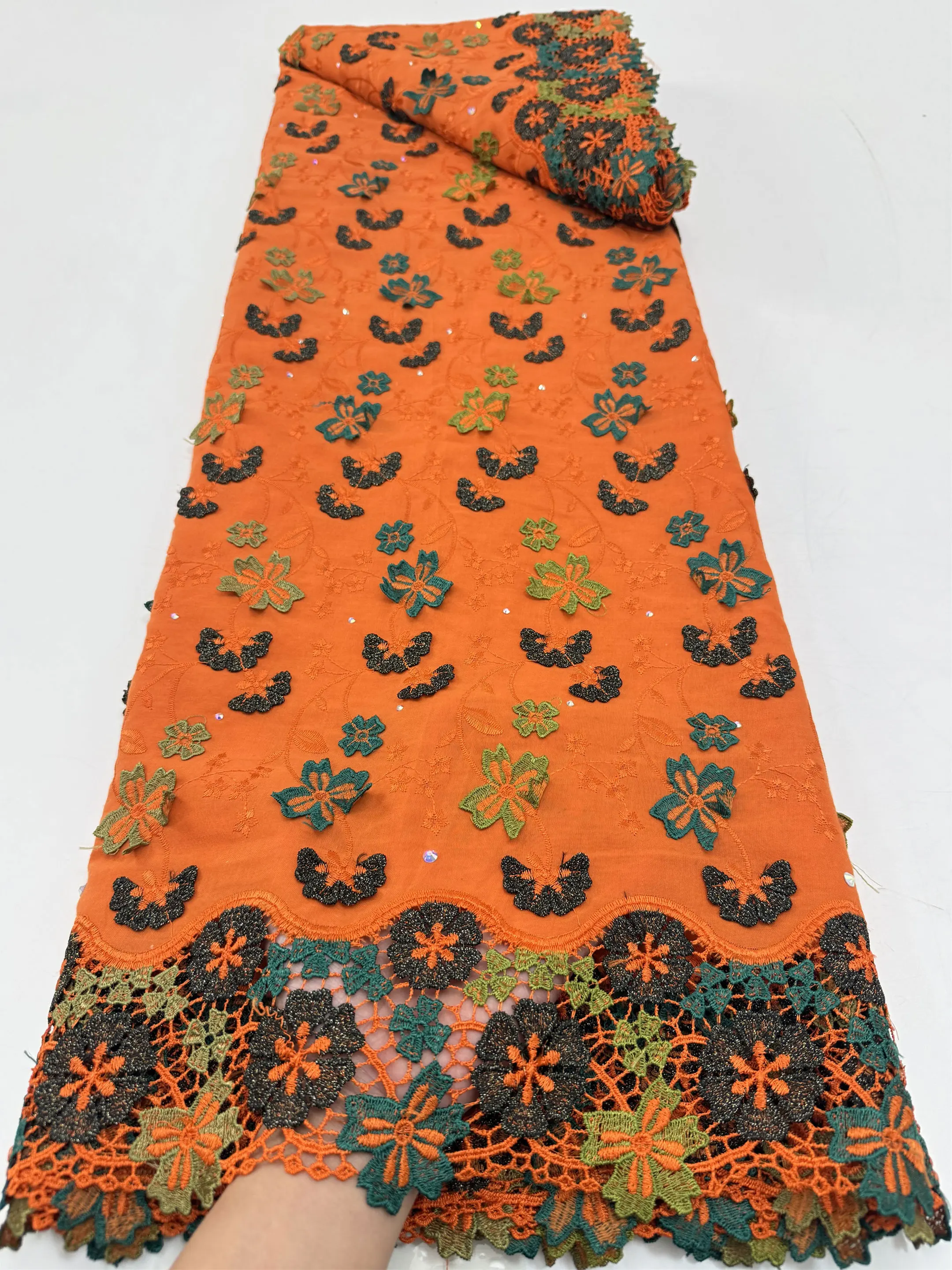 5 Yards Swiss Voile Lace Fabric with 3D Flower Applique And Stones Super Quality African Wedding Dress Lace 2026