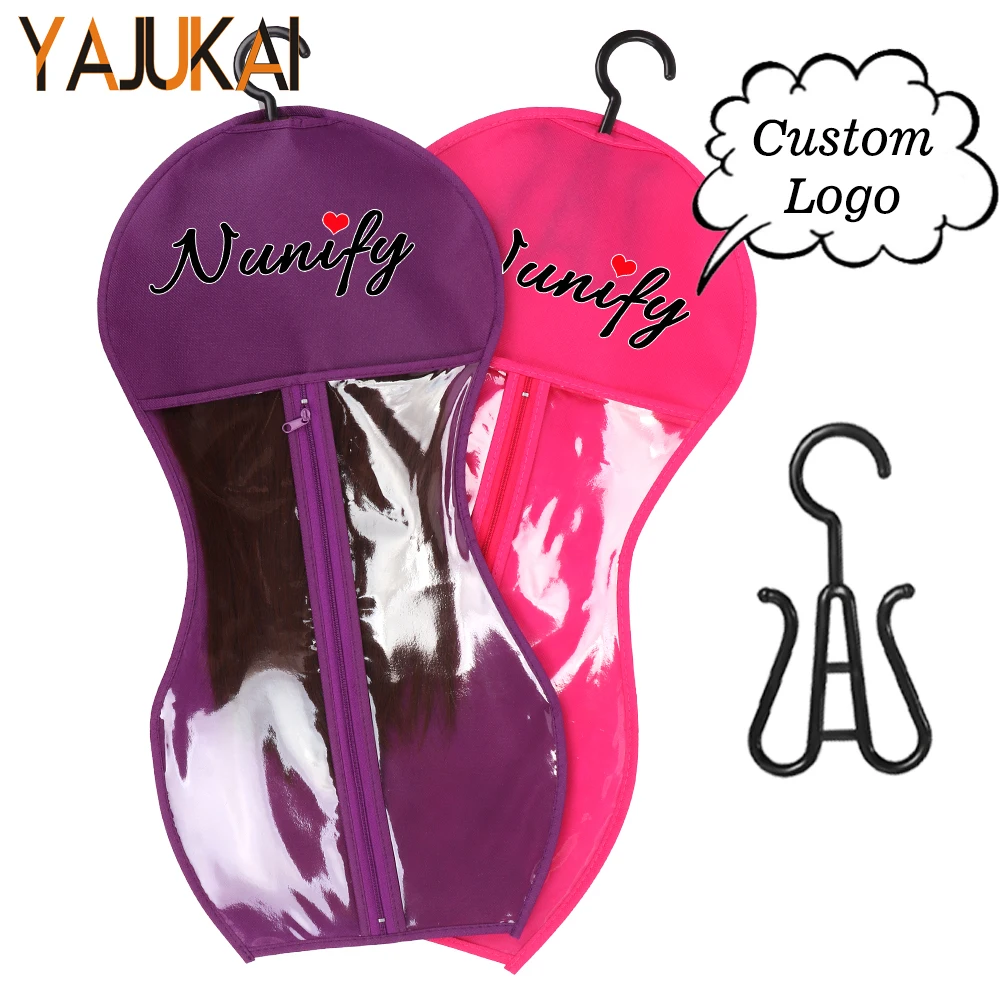 

Wig Storage Bag With Hanger Custom Logo Personalized Black Dust-Proof Breathable Wig Showcase Bag For Home & Travel Organizer