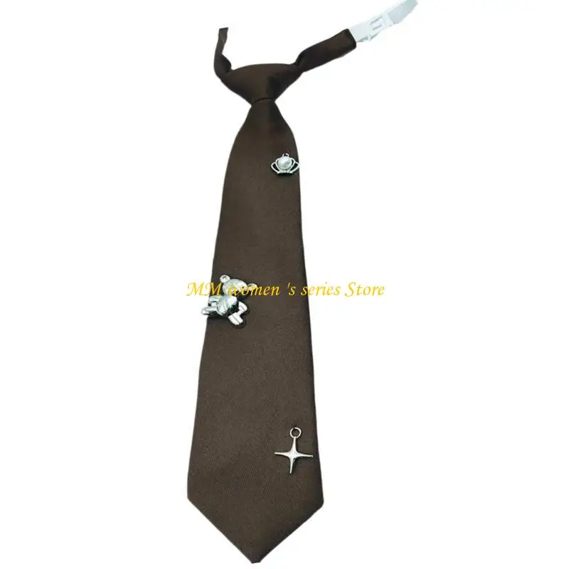 Q39C شباب الفنية TIE Bear Crown Print Necktie قابلة للتعديل أنماط الكلية Necktie للمدرسة والمكتب