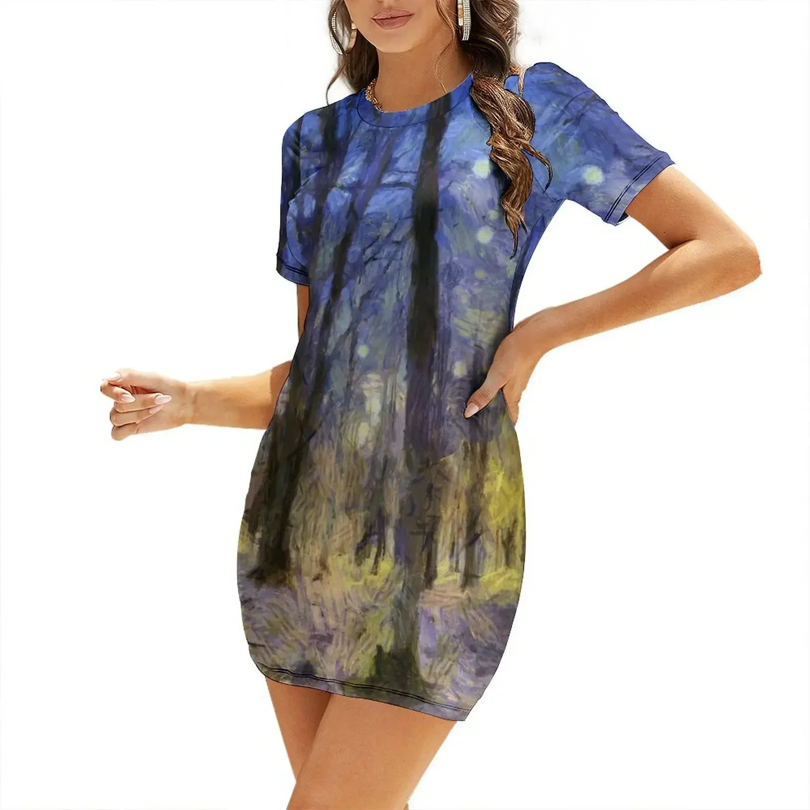 Sunset Forest Van Gogh Short-Sleeved Dress summer dress woman 2026 women's fashion dresses Bride dresses