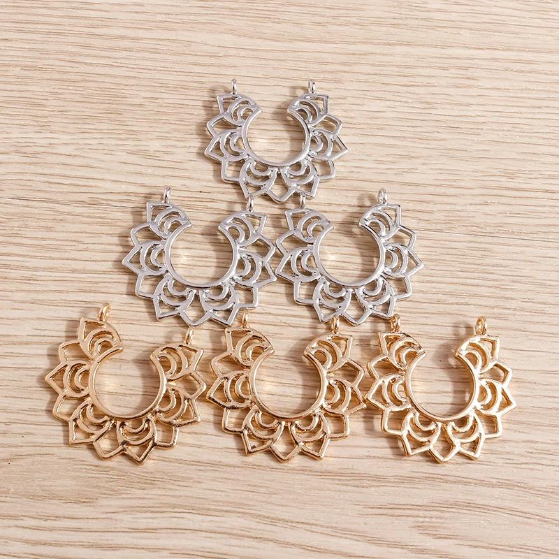 Tusember 10 pièces, breloques et pendentifs en alliage, motif fleur creuse, 28*29mm, pour boucles d'oreilles pendantes, colliers, fabrication de bijoux DIY, accessoires faits main