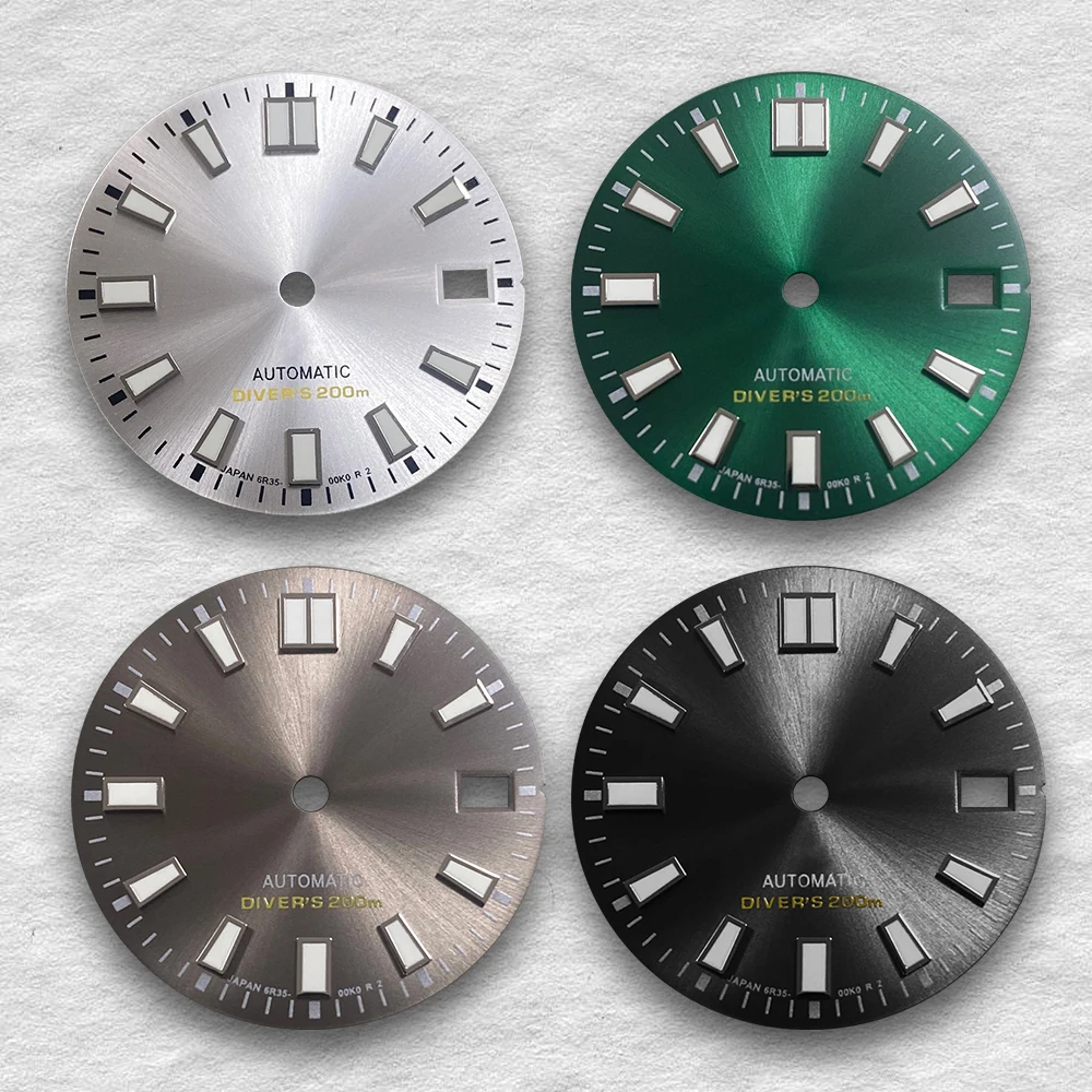 

28.5mm S Logo Nh35 Dial Sunray Dial Suitable for Nh35/Nh36/4R/7S Movement Green Luminous High Quality Nh35 Watch Accessories