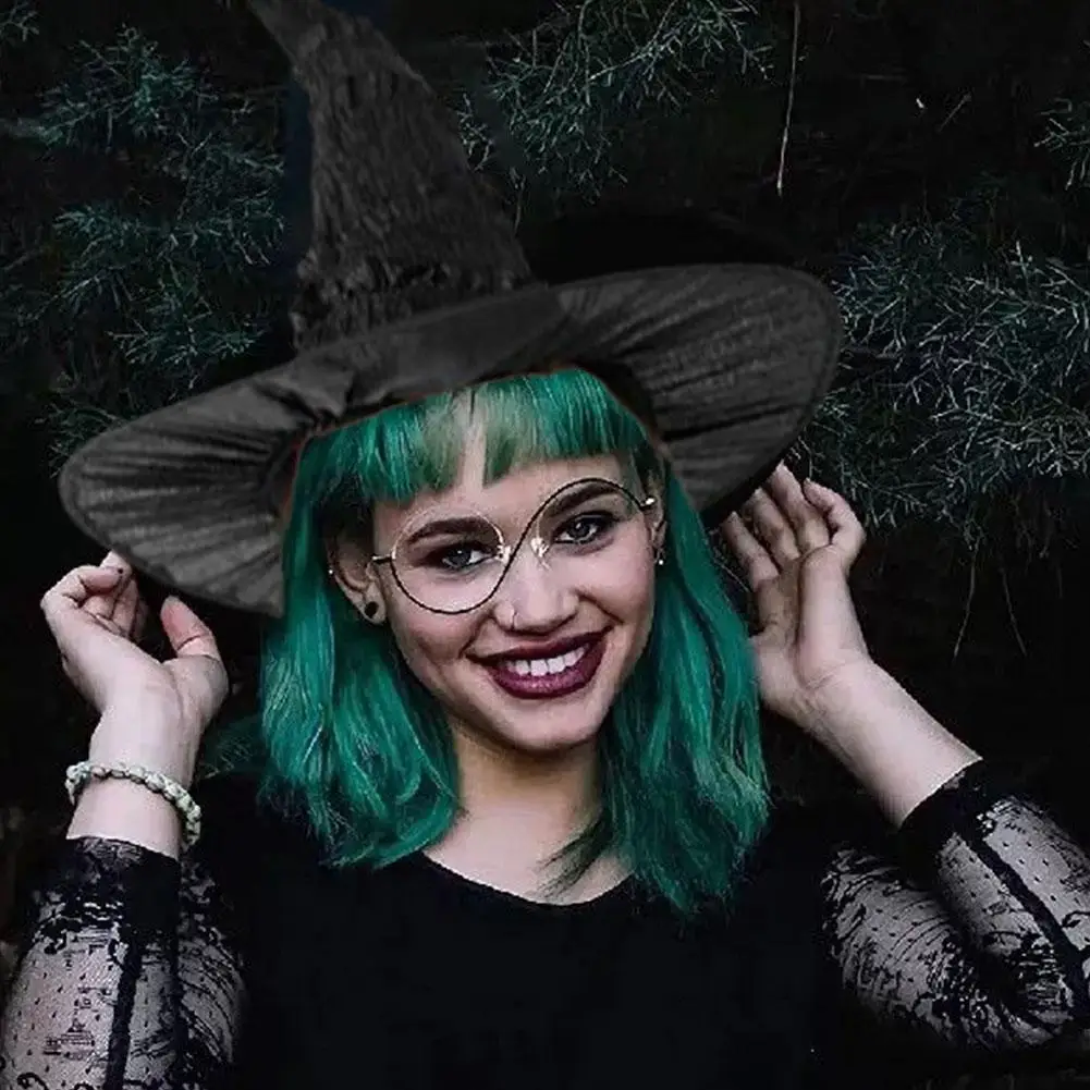 Costume de Cosplay de sorcière d'halloween, chapeau, lunettes et gants, déguisement pour femmes, jeu de rôle, accessoires de carnaval d'halloween