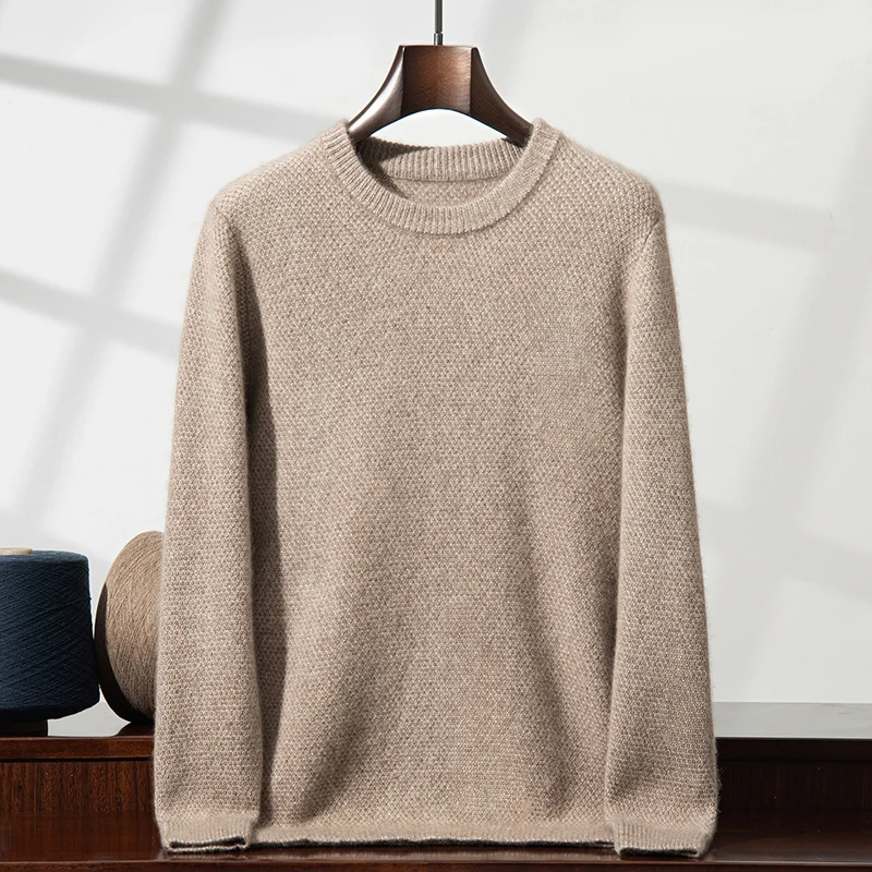 

Трехслойный утолщенный свитер из 100% кашемира с иглами османтуса, мужской вязаный свитер с круглым вырезом, деловая повседневная базовая рубашка, свитер