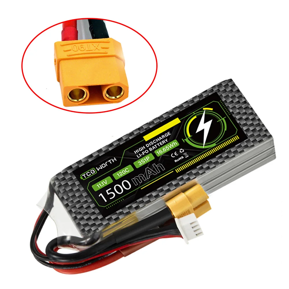 3S Lipo Battery 1500MAH 120C 11.1V Soft Case With XT60 Plug RC Battery for RC Car RC Airplane Truck Heli Airplane Drone FPV