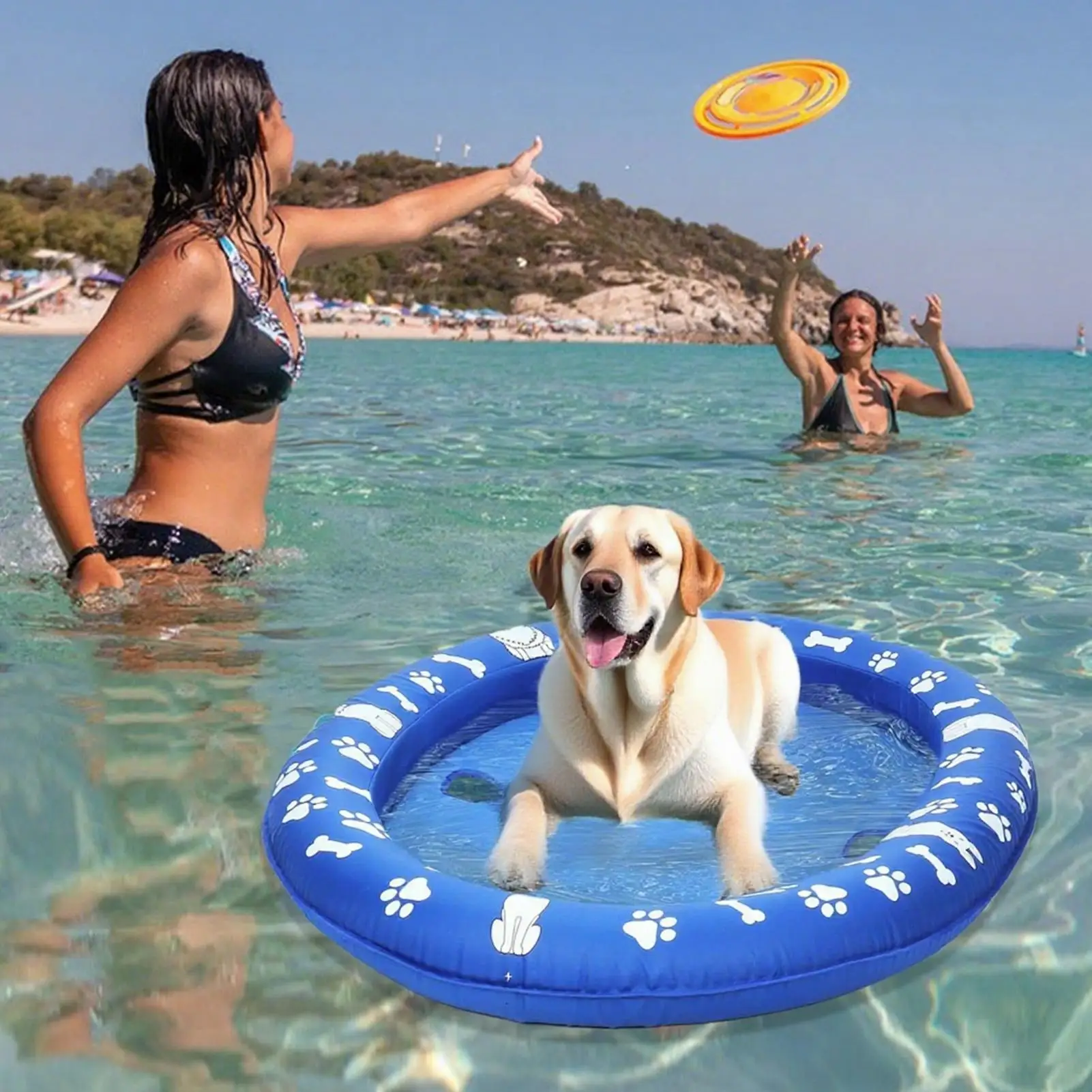 Hundeschwimmer für Pool, aufblasbares Hundefloß für Pool, schwimmendes Wasserspielzeug, Heimtierbedarf für große, mittelgroße und kleine Welpen, Schwimmsee