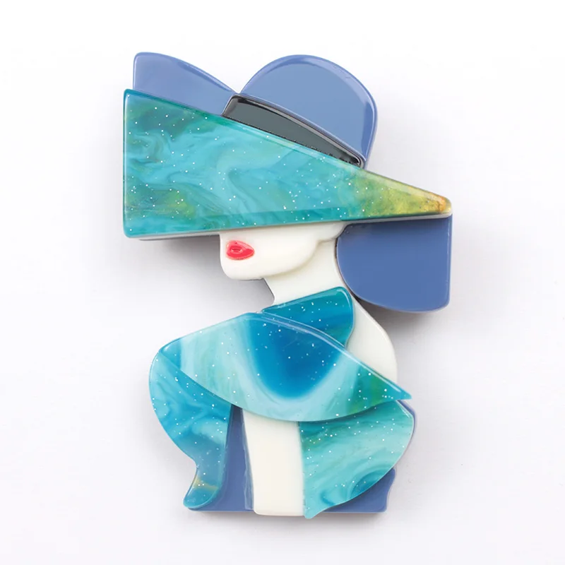 handmade fashion accessories acrylic cartoon women portrait brooches popular clothing bag accessories