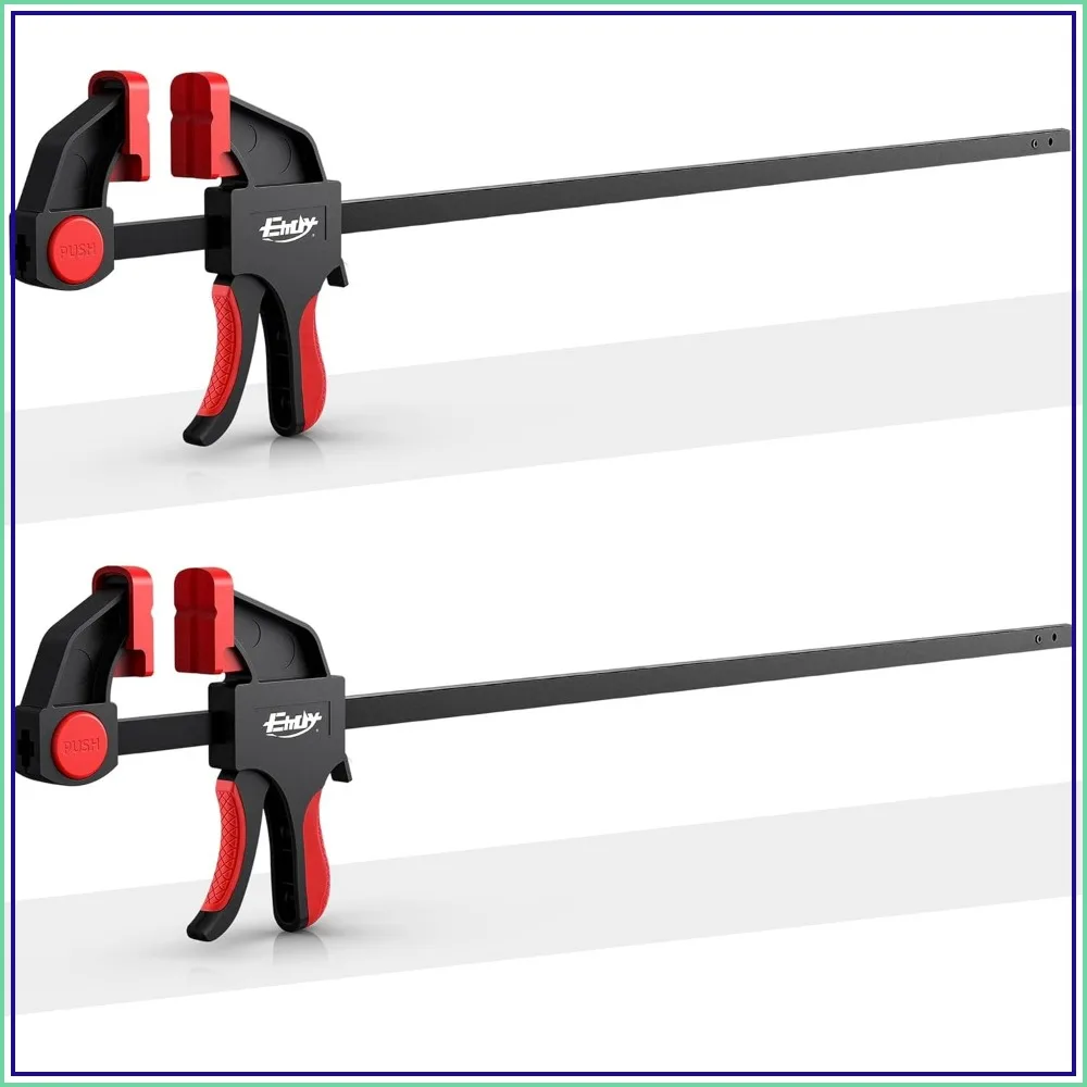 

24" Bar Clamps for Woodworking, 2-Piece One-Handed Clamp/Spreader, 2.7" Throat, 170 lbs Load
