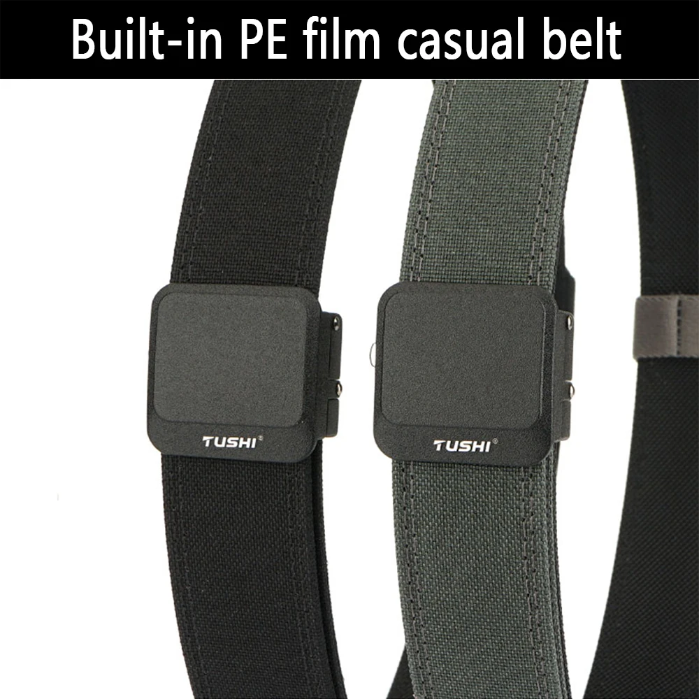 TUSHI Nylon-Hartgürtel für Herren, automatische Metallschnalle, Outdoor-EDC-IPSC-Zubehör, große Größe 120–150 cm, Militärgürtel – Detail 9