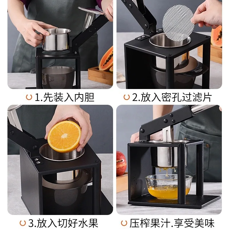 Manual Hand Press Fruit Juicer Portable Squeeze Extraction Machine Dual Use Household Commercial Tool For Street Stall Snack