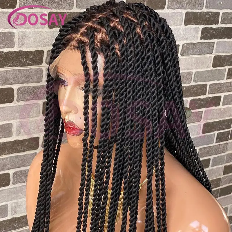 

36-дюймовые кружевные сенегальские плетеные парики для чернокожих женщин, парик без узлов, кружевной передний парик, искусственный парик, синтетические волосы богини