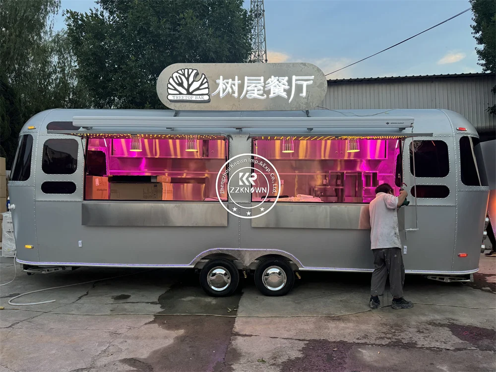 Mobile Street Foodtruck Coffee Ice Cream Fast Food Carts Concession Airstream Food Truck Trailer With Full kitchen For Sale