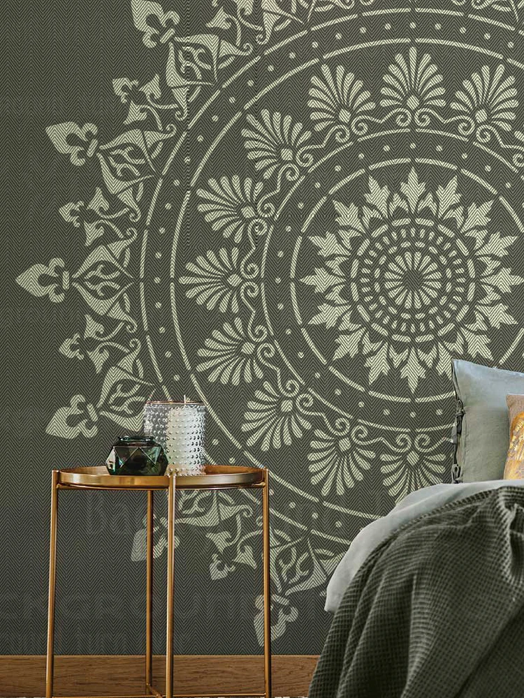 Pochoir mural pour décor de plâtre, 150 à 230cm, modèle de fabrication de meubles, peinture Mandala géant, énorme fleur ronde traditionnelle S331