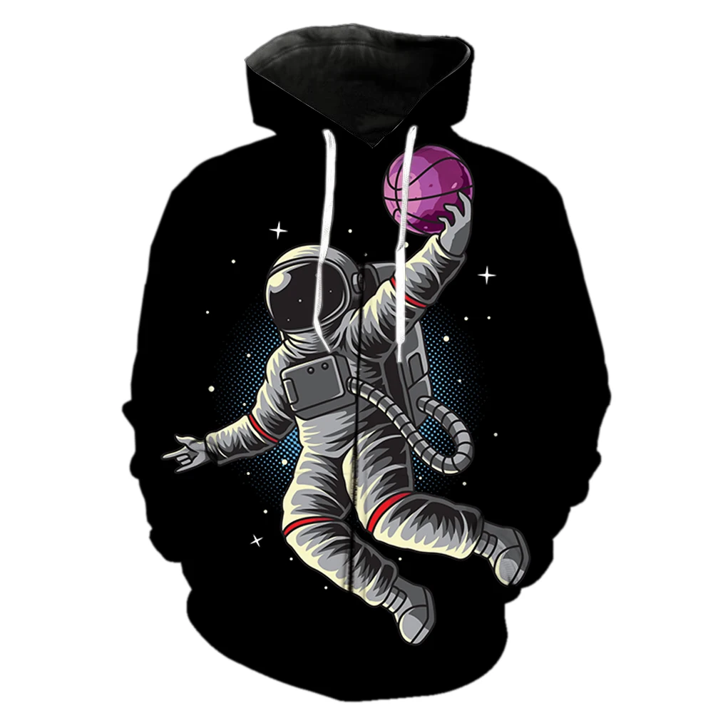 

Cartoon Astronaut Men's Zipper Hoodie Teens Harajuku 3D Printed Oversized Unisex Fashion Hip Hop Tops Funny Cool Casual Spring