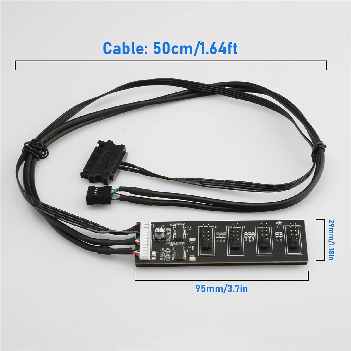 ABQR 9Pin USB Header Splitter with SATA Power Cable, Internal USB Hub Extension USB 2.0 Splitter Connector for Motherboard