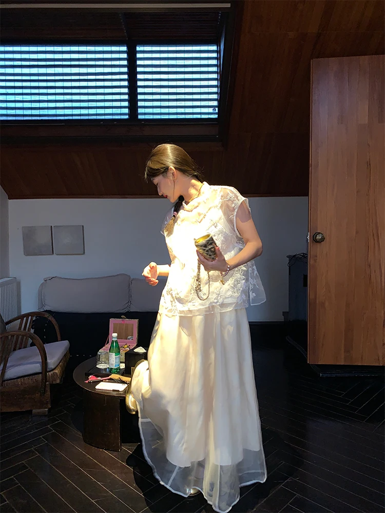 

New Chinese Style Summer Outfit Set Travel Fashion Small Size Skirt Set Traditional National Trendy Two-Piece Ensemble