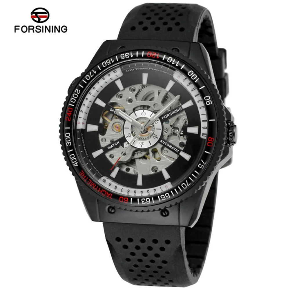 FORSINING 466A Original Mechanical Watch For Man Classic Business Design Watches Wrist Mens Fashion Luxury Silicone Party Gift