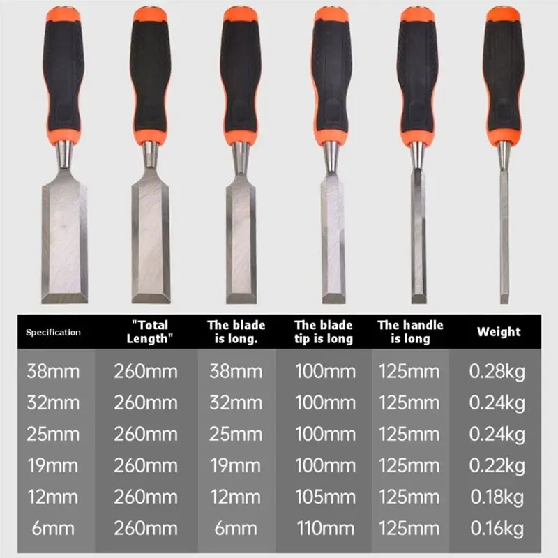 SHGO-Wood Chisel Set, 6 Pcs Wood Carving Chisels For Woodworking Tools,6/12/19/25/32/38Mm