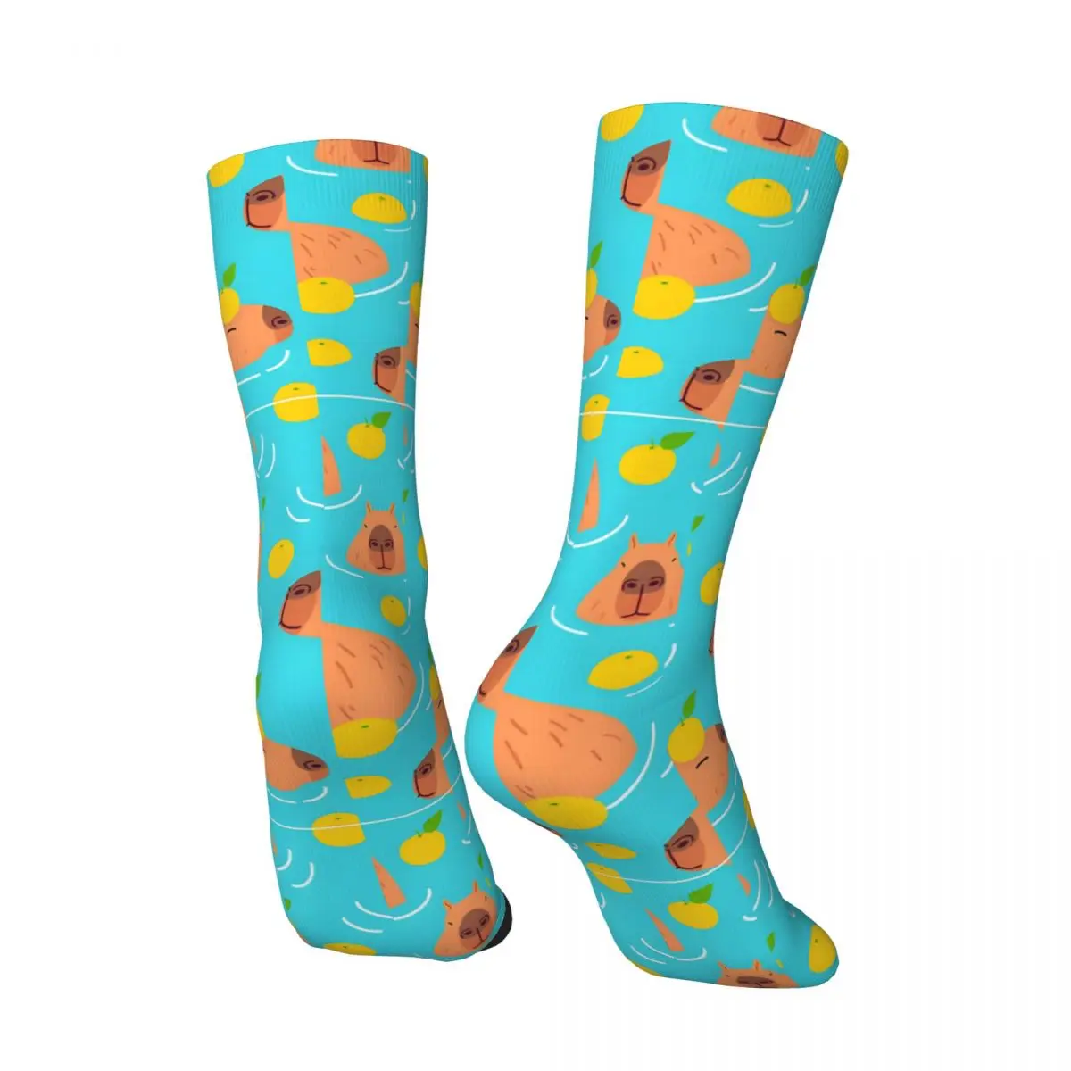 Retro Cute Capybaras Men's compression Socks Unisex Harajuku Pattern Printed Novelty Crew Sock