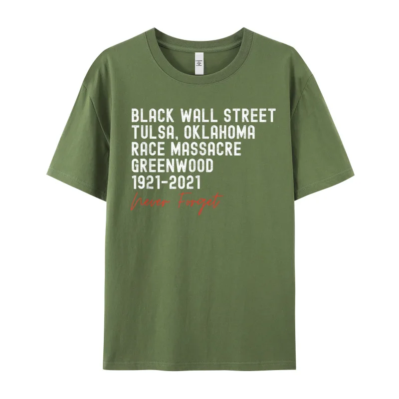 Calle de pared negra familiar Tulsa Race-camisetas de algodón puro para hombre, camisa de cuello redondo para el Día de los enamorados, para exteriores