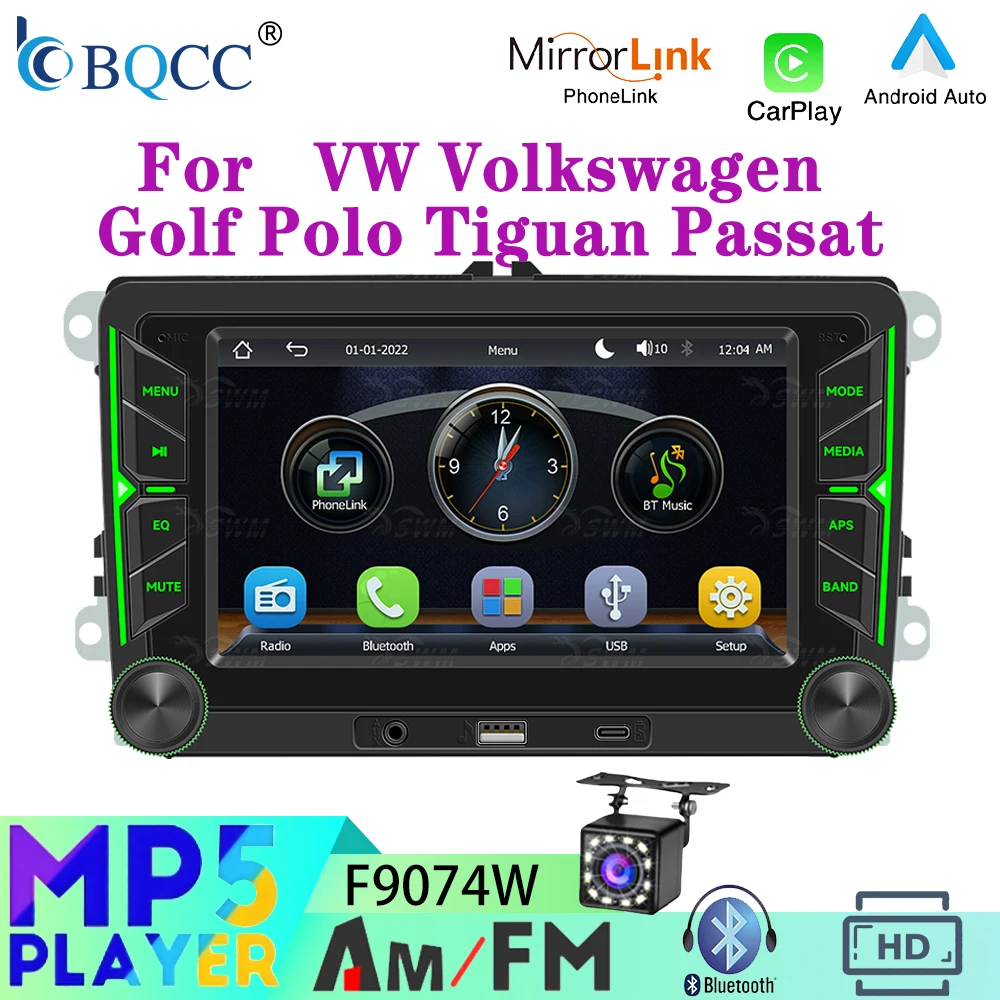 

BQCC 7“ Car Player For Volkswagen VW CC Passat Estate Polo Golf WagonJetta mk5 mk6 Mirrorlink FM WIFI GPS RDS Wireless Carplay