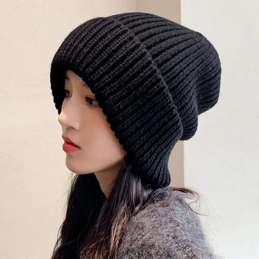 New Winter Warm Hats for Women Casual Stacking Knitted Bonnet Caps Unisex Hats Solid Color Hip Hop Female Warmer Beanies
