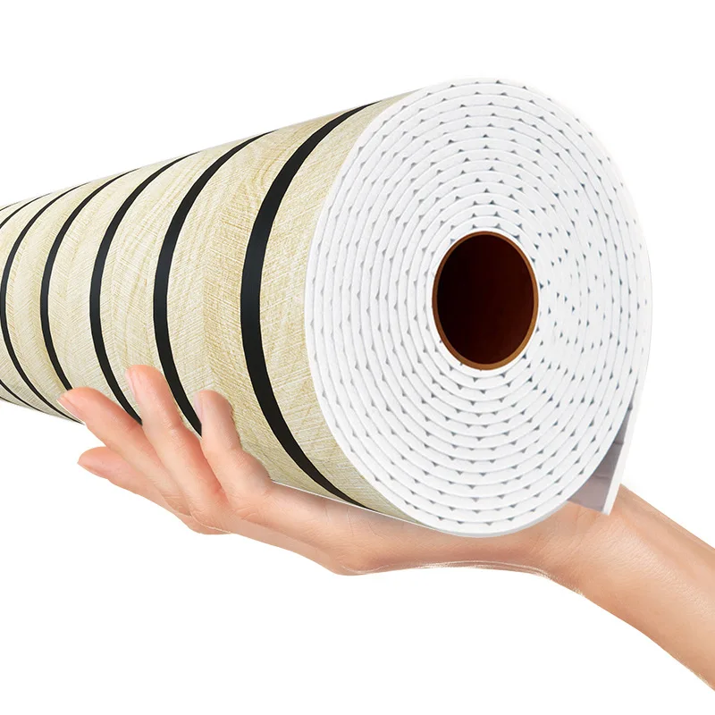 

Grille self adhesive wallpaper wall sticker living room background wood grain veneer renovation decoration