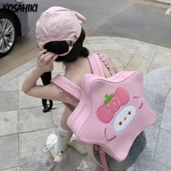 Cartoon Children Kawaii Cute Star Backpacks Women Pu Leather Y2k Aesthetic Schoolbags Sweet Fashion Casual Backpack for Students