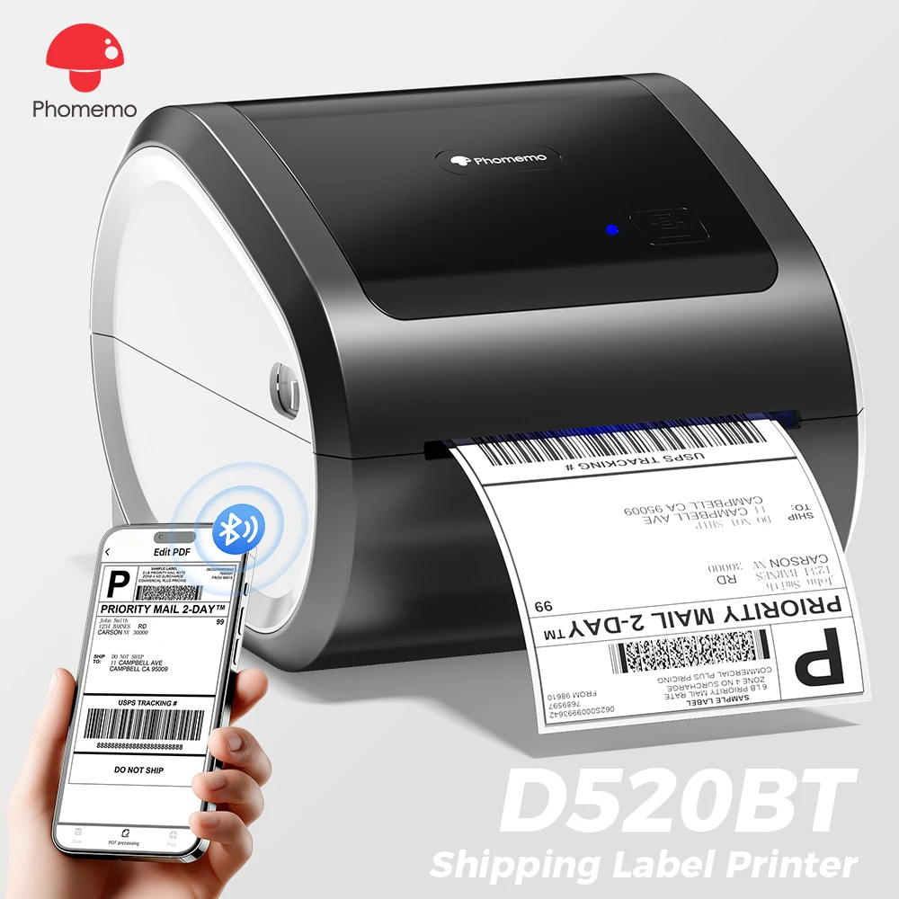

Phomemo D520BT Wireless Bluetooth Thermal Label Printer 4x6" Shipping Label Maker for Small Business Package BT Label Maker