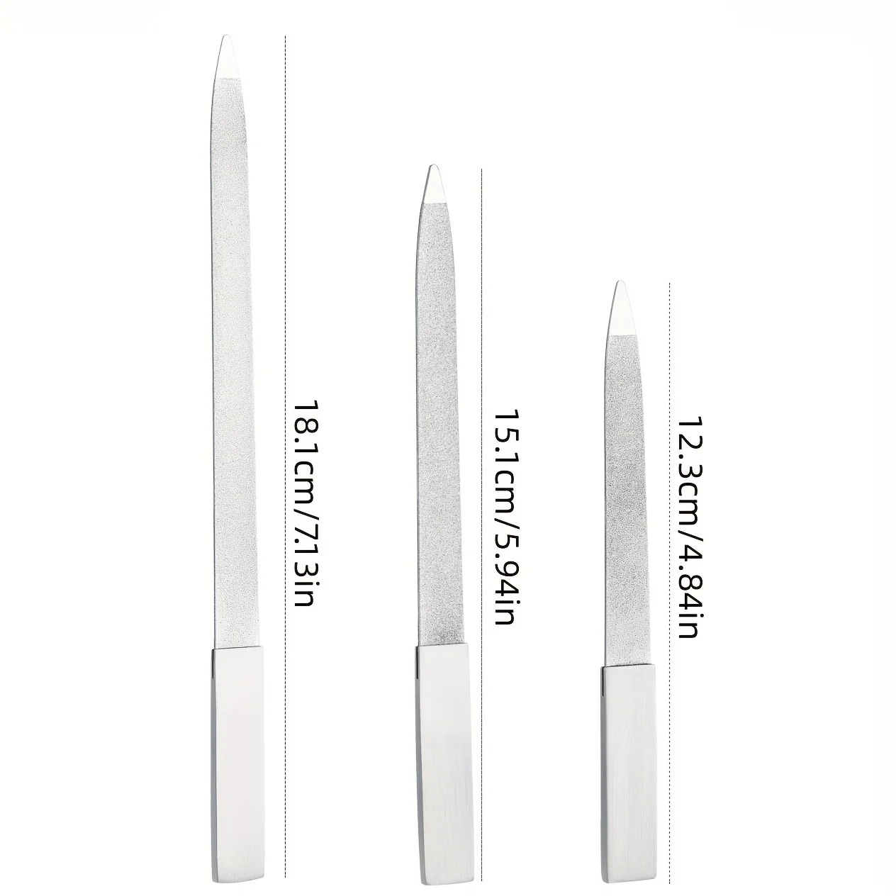 3 قطعة مبرد أظافر من الفولاذ المقاوم للصدأ مزدوج الجانب ملف أظافر عازلة ملف معدني أظافر أظافر ملفات مانيكير للصالون والمنزل