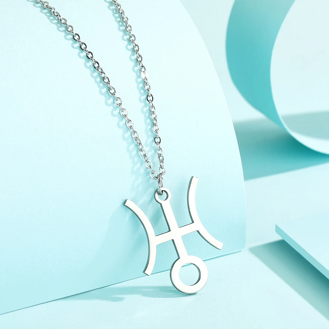 CHENGXUN Hollow Lucky Uranus Pendant Necklace for Women Girls Stainless Steel Planet Charm Neck Chain Spiritual Jewelry Gift