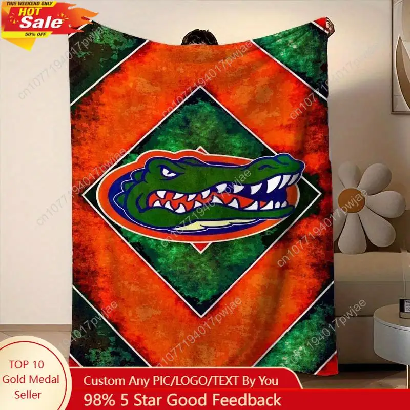 

University of Florida Gators Logo Flannel Blanket - Soft 100% Polyester Fiber Suitable for All Seasons Custom blankets