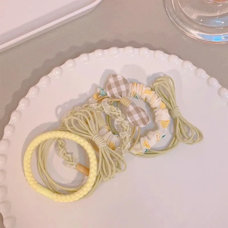 6 قطعة/المجموعة لون الحلوى عالية مرونة الشعر حبل Bowknot العلاقات الشعر الفتيات ذيل حصان Scrunchies مختلط نمط الأطفال هدية مجموعة