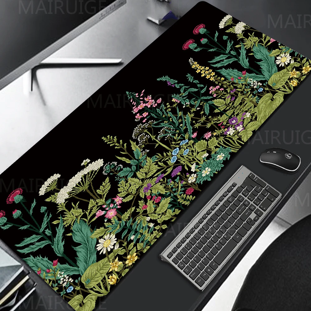 Mouse Pad Gaming Green Plant Flower Aesthetics XL Computer Mousepad XXL Playmat Natural Rubber Office Carpet Computer Mice Pad