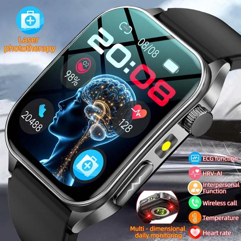 LIGE New 2026 Smart Watch Men ECG Heart Rate Laser Conditioning Sapphire Glass Micro Physical Exam Health Smartwatch Temperature