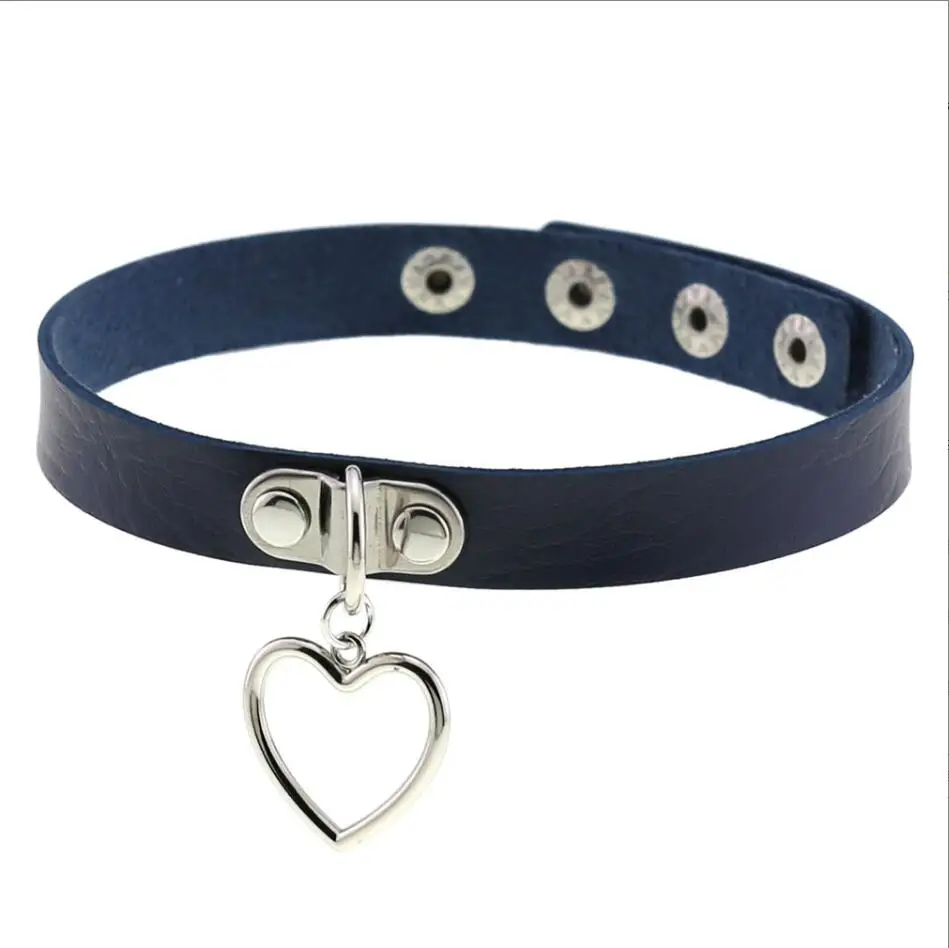 القوطية الجلود Harajuku العصرية مثير خمر القلب سحر المرأة الشرير المختنق قلادة القوطية طوق القلائد مجوهرات هدية S3004 #4