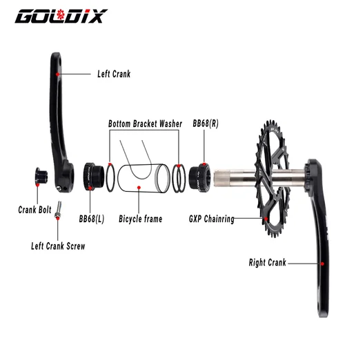 Imagen 2 del producto Platos y bielas de bicicleta GOLDIX, longitud de manivela de 170/175mm, 0mm, instalación de desplazamiento directamente, plato 30/32/34/36/38T para bielas de bicicleta de montaña