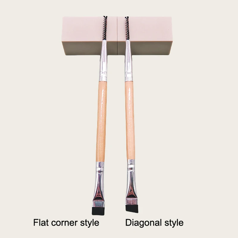 Brosse à sourcils peigne à cils pinceaux de maquillage double extrémité brosse plate/angle brosse Spoolie 2 en 1 ensemble de pinceaux à sourcils outil de maquillage
